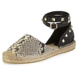 Ash Zania Snake Embossed Espadrille Sandals in Roccia, Sz 39